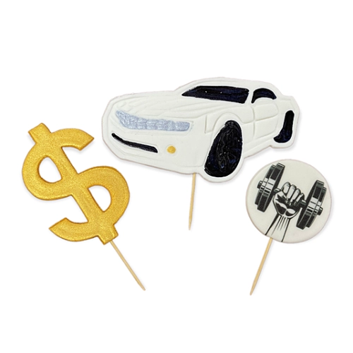 Figurki ozdoby na tort topper auto dekoracje urodzinowe samochód zestaw cukrowy 3 sztuki